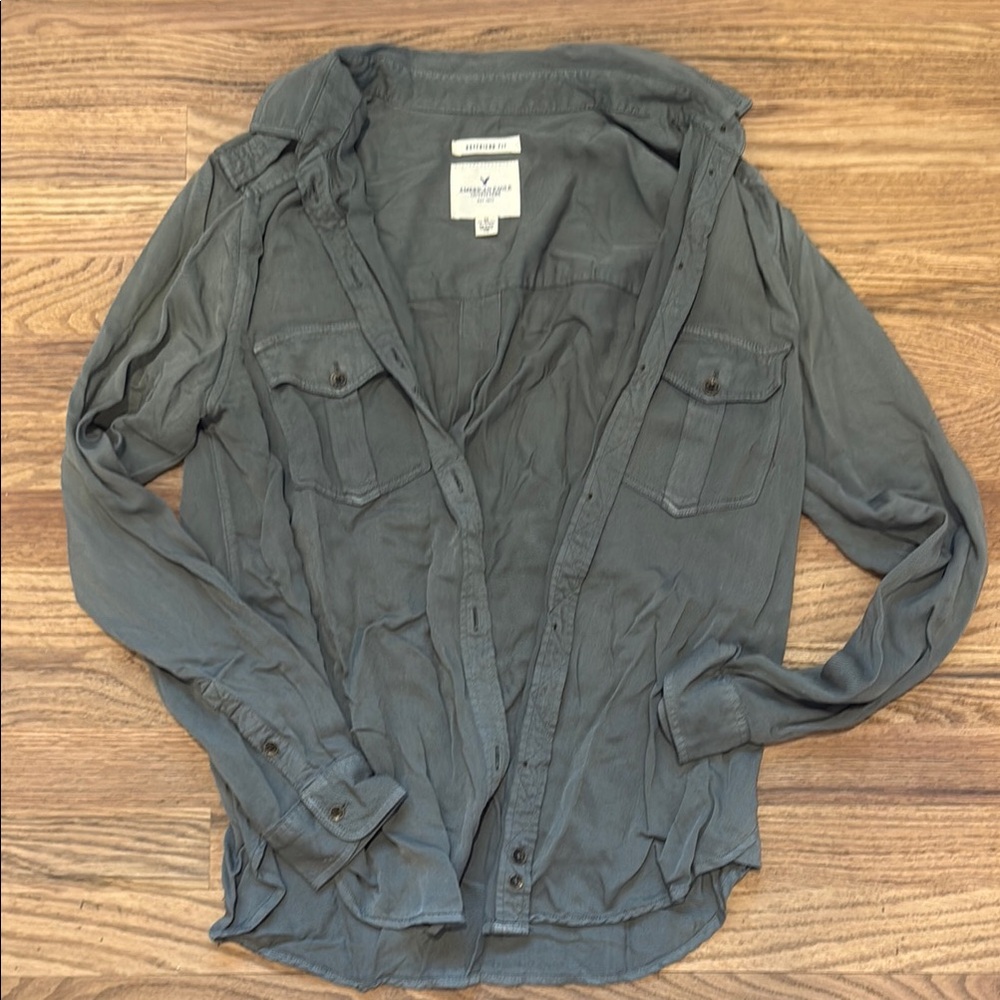 Gray Button-Up Shirt